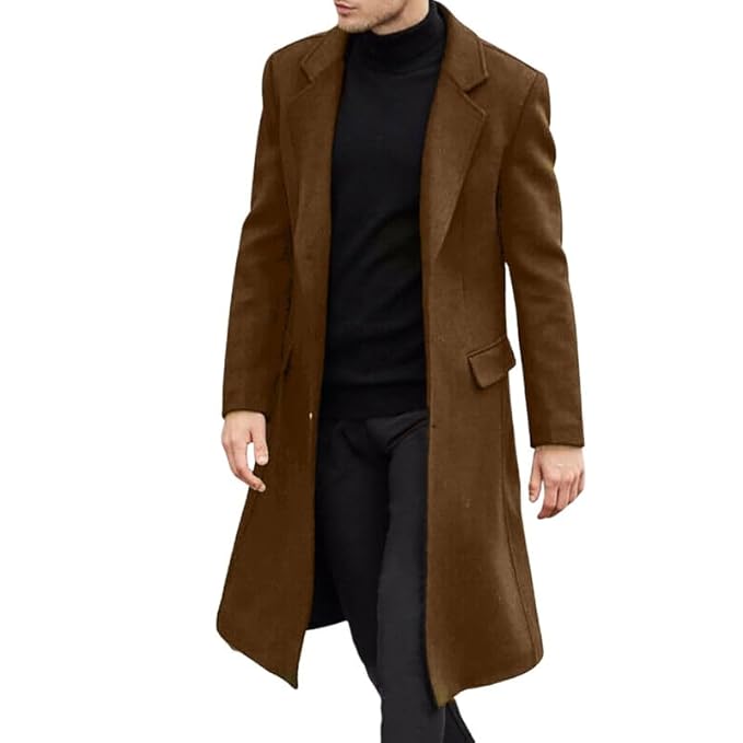 Men's Wool Blend Long Trench Coat