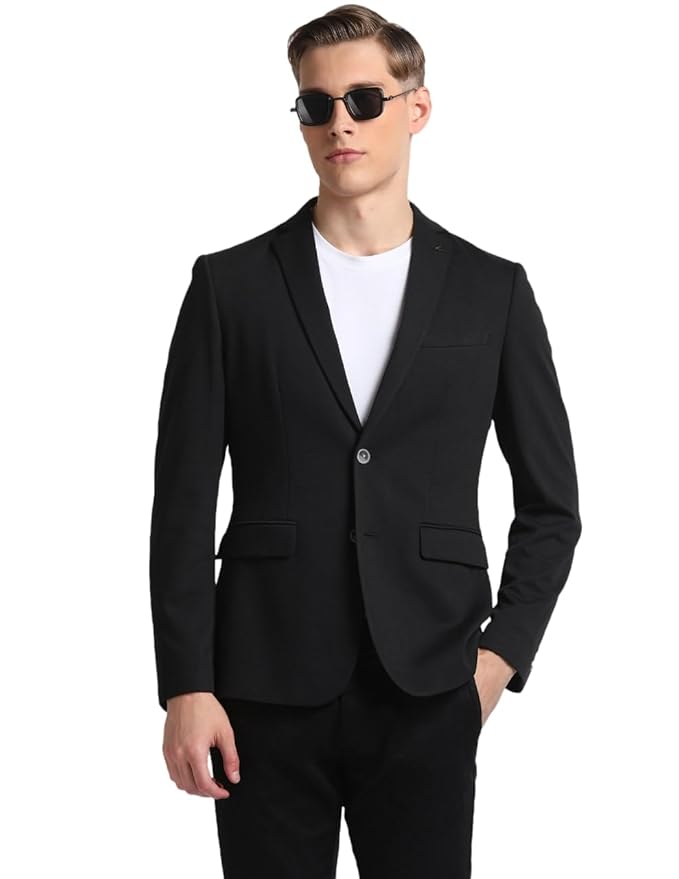 Men Solid Single Breasted Casual Blazer - Image 2