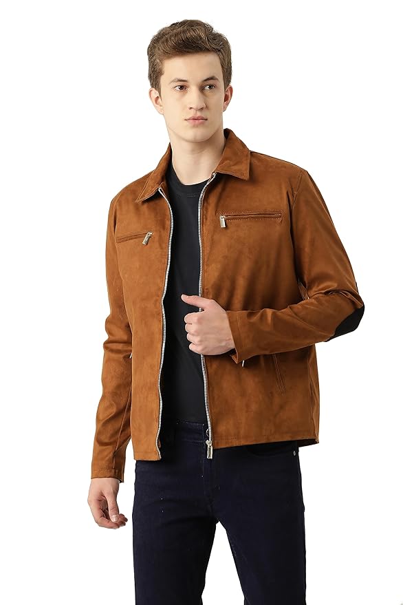 Leather Retail Suede Faux Leather Jacket For Men's
