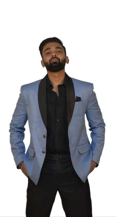 Regular-Fit (Sky Blue Color) Blazer - Image 3