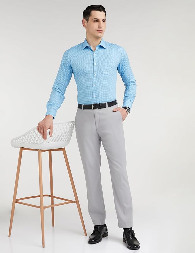 Van Heusen Formal Checkered Shirt for Men| Premium Cotton| Full Sleeves| Slim Fit |Breathable Fabric - Image 5