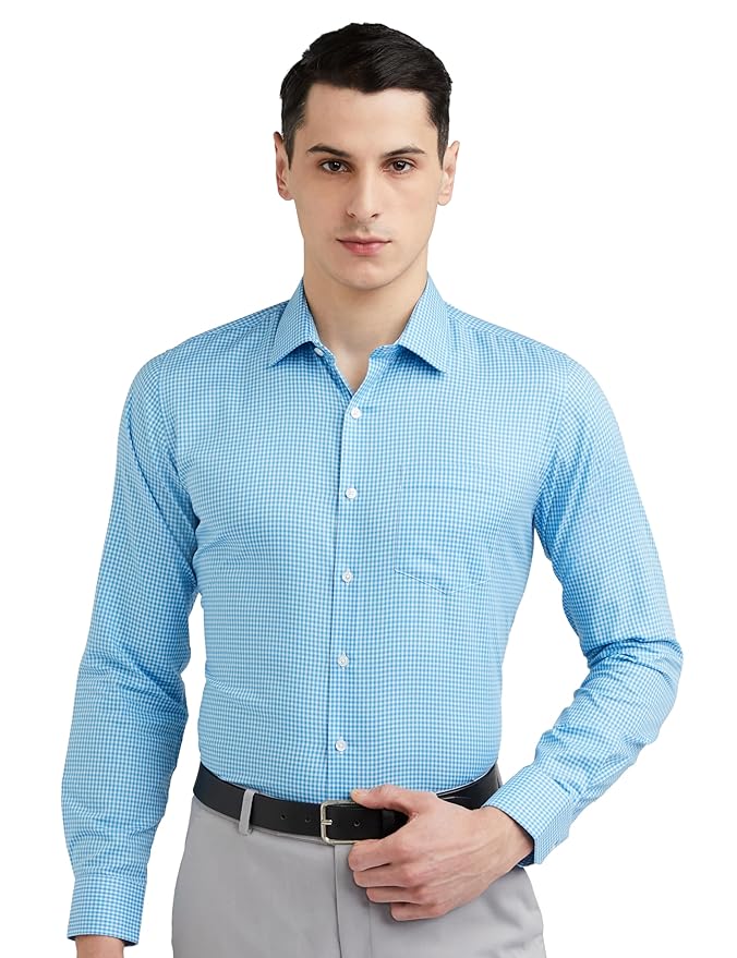 Van Heusen Formal Checkered Shirt for Men| Premium Cotton| Full Sleeves| Slim Fit |Breathable Fabric