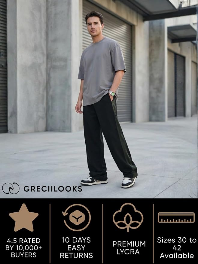 GRECIILOOKS Men's Loose Mid Rise Casual Trousers Pants | Regular | Sports Stylish Track Pant | Sweatpants (Available in Plus Size) - Image 2