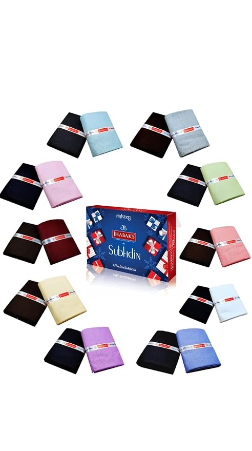 JHABAK'S Unstitched Premium Cotton Blend Solid Shirt & Trouser Fabric - 2.25 m Shirt Cloth - 1.20 m Pant Piece (Pack of 10)
